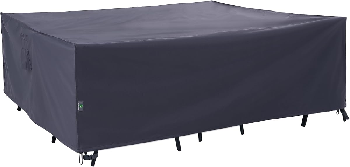 F&J Outdoors Patio Furniture Cover, Grey, 102"W x 74"D x 27.5"H | Rip-stop Fabric With PU Coating Outperforms PVC In Durability. Waterproof, UV, All-season Protection For Outdoor Furniture