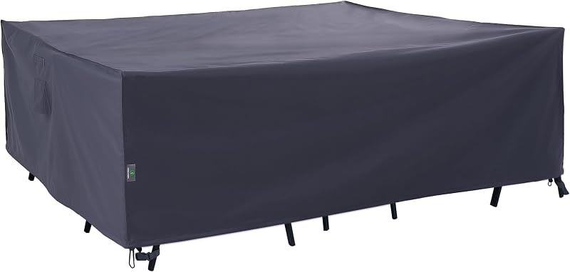 F&J Outdoors Patio Furniture Cover, Grey, 102"W x 74"D x 27.5"H | Rip-stop Fabric With PU Coating Outperforms PVC In Durability. Waterproof, UV, All-season Protection For Outdoor Furniture