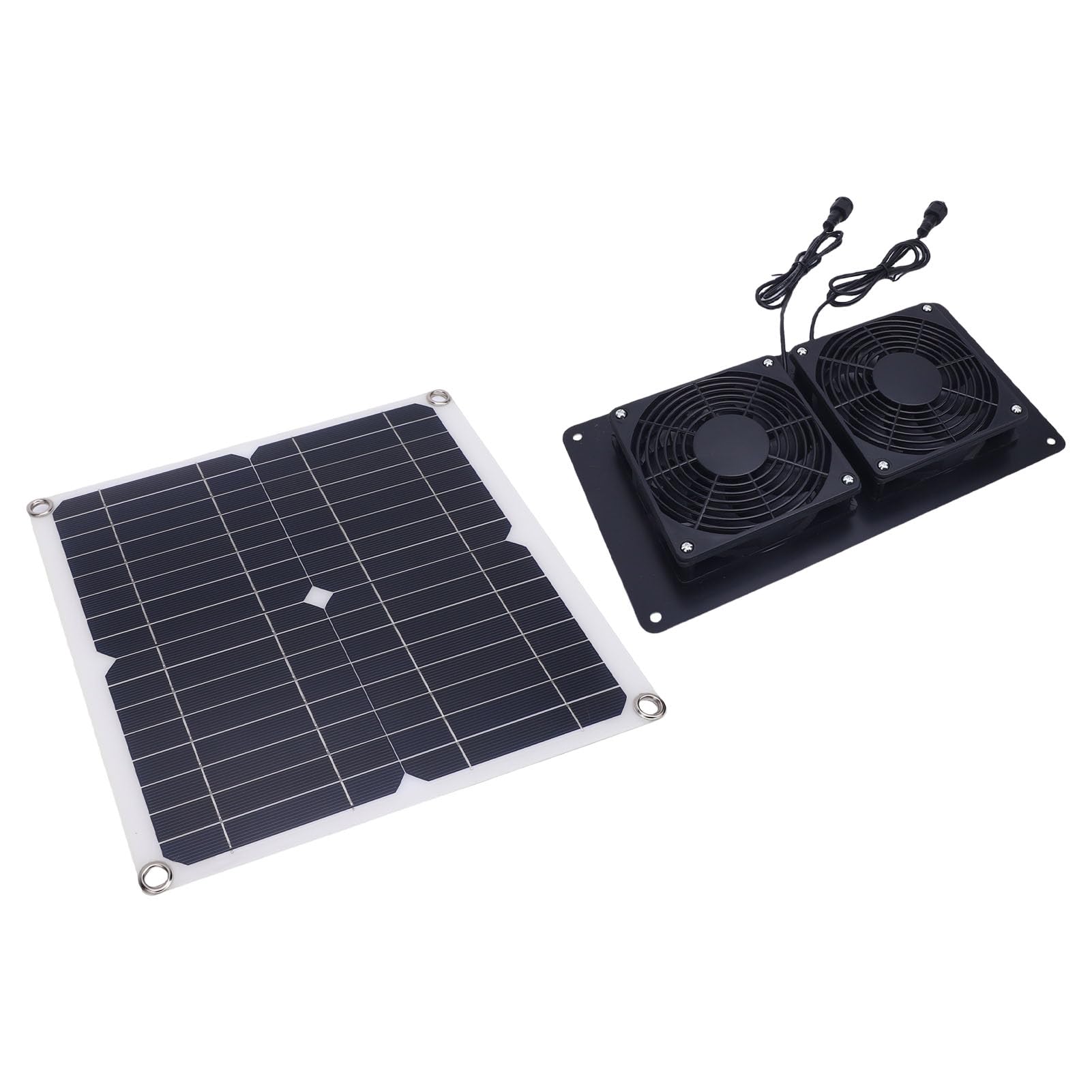 Ventilatore Solare con Doppie Pale, 12W 18V, per Serre | Kit pannello solare monocristallino, ventola di ventilazione per pollaio, cuccia per animali, serra, capannone