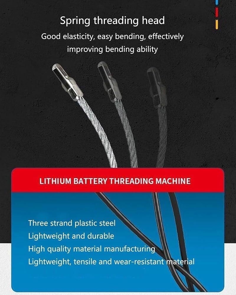 Electrician Wall Wiring Machine, Electric Fish Tape Wire Puller Through Wall, Automatic Electrical Fish Tape Puller(15 Section 2 Batteries)