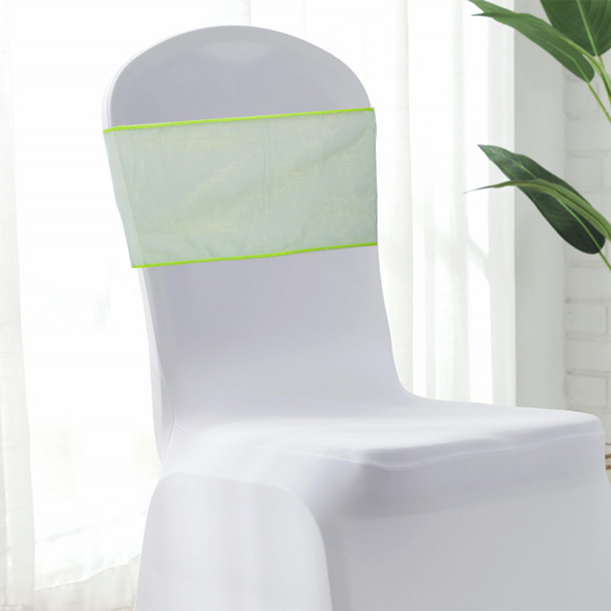 Time to Sparkle 22x280cm Organza Chair Sashes 30PCS Wider Fuller Cover, Green Shimmer - Image 9