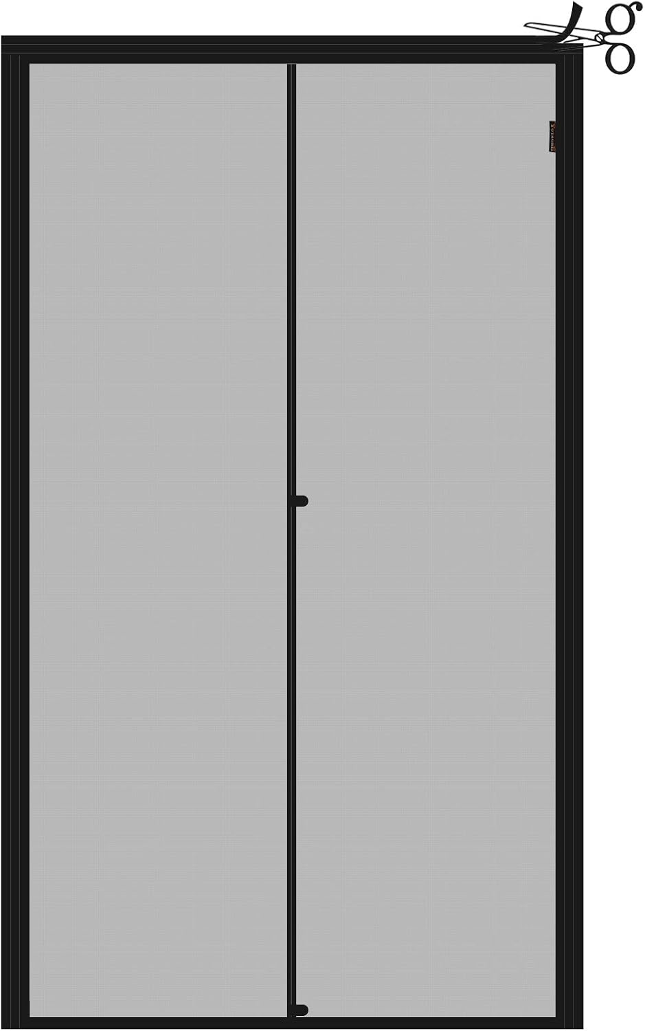 Amazon 玄関ドア網戸 マグネット式網戸 網戸カーテン サイズ調節可能網戸 自由にカットできる 換気対策 防虫バッチリ 省エネ 引き戸用網戸 キッチンドア用網戸 ベランダドア用網戸 取付簡単 黒 幅92 102cm 高さ6 211cm 網戸