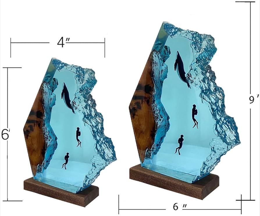 新品❣️大人気　海レジンアート　オーシャンアート　ランプ　マンタとダイバー　新作 Amazon.co.jp : 海をテーマにしたジオラマ、レジン木製ランプ