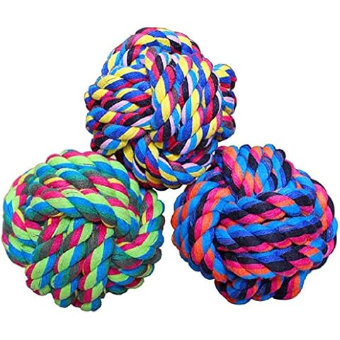 Wellbro® Pet Chew Toys Knots Weave Cotton Rope Biting Small Ball for Dogs & Cats, 3 - Pack Cover