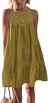 BTFBM Robe d'été pour femmes 2026 Printemps Boho Mode Halter Col sans manches Loose A-Line Mini Vacances à la plage Sundress