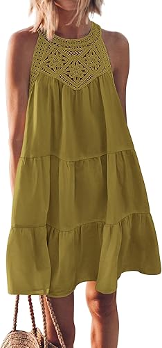 BTFBM Women Summer Dresses 2026 Casual Spring Clothes Sleeveless Halter Neck A-L