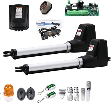 Heavy Duty Dual Wing Electric Swing Gate Opener Kit Auto Dual Gate Motor Complete Hardware Kit for Swing, Driveway, Fence ResidentialKIT E