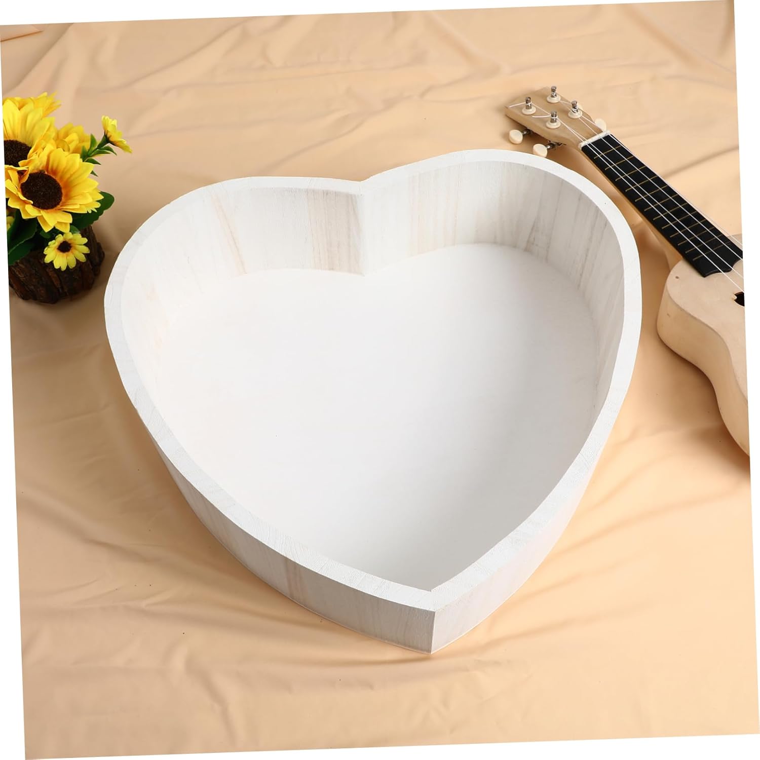 Gadpiparty Baby Photo Wooden Bowl Heart Shaped Box for Baby Shower Newborn Photo Props