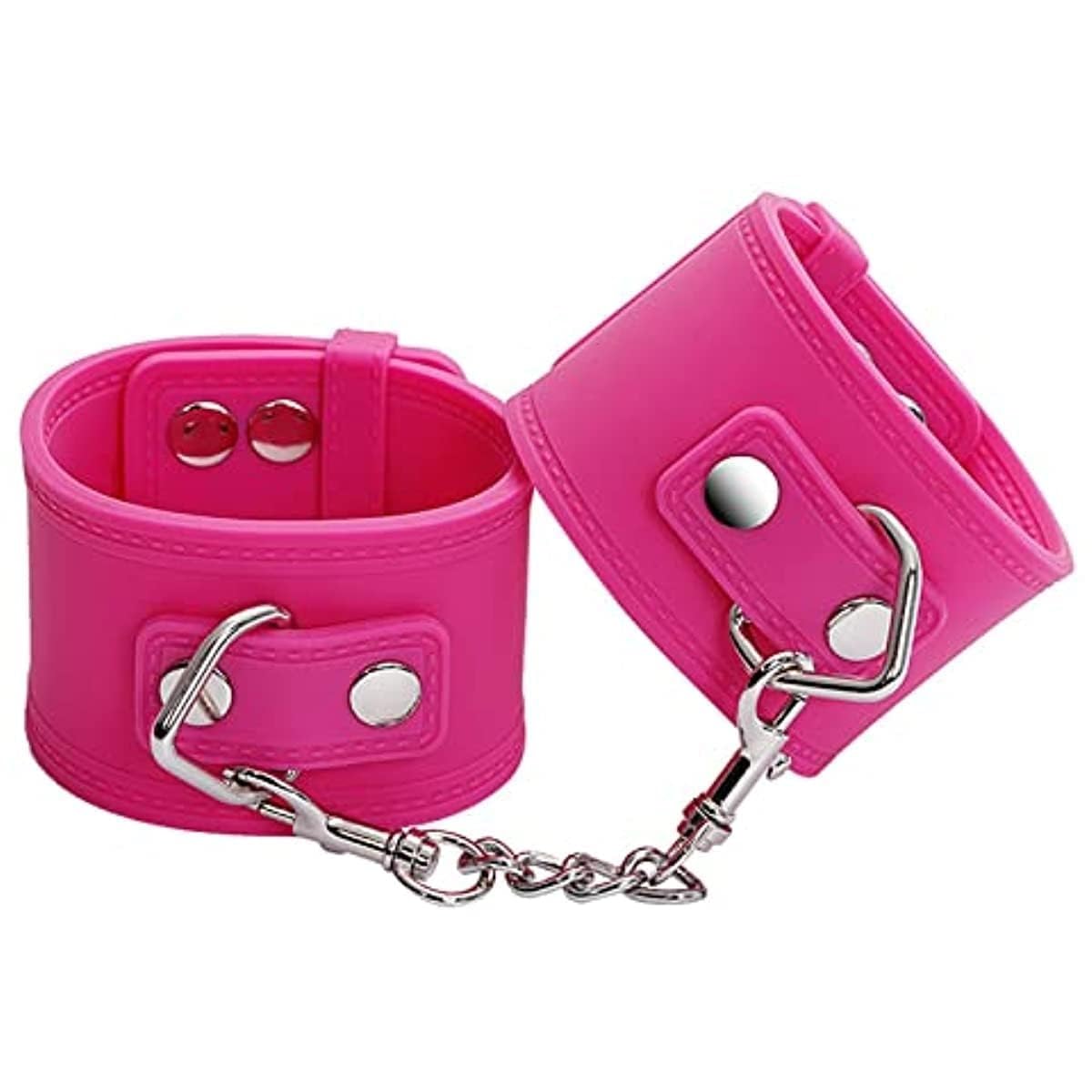Menottes SM en silicone avec chaînes métalliques, menottes for lit érotique, accessoire sexuel BDSM for hommes, femmes et couples(D)