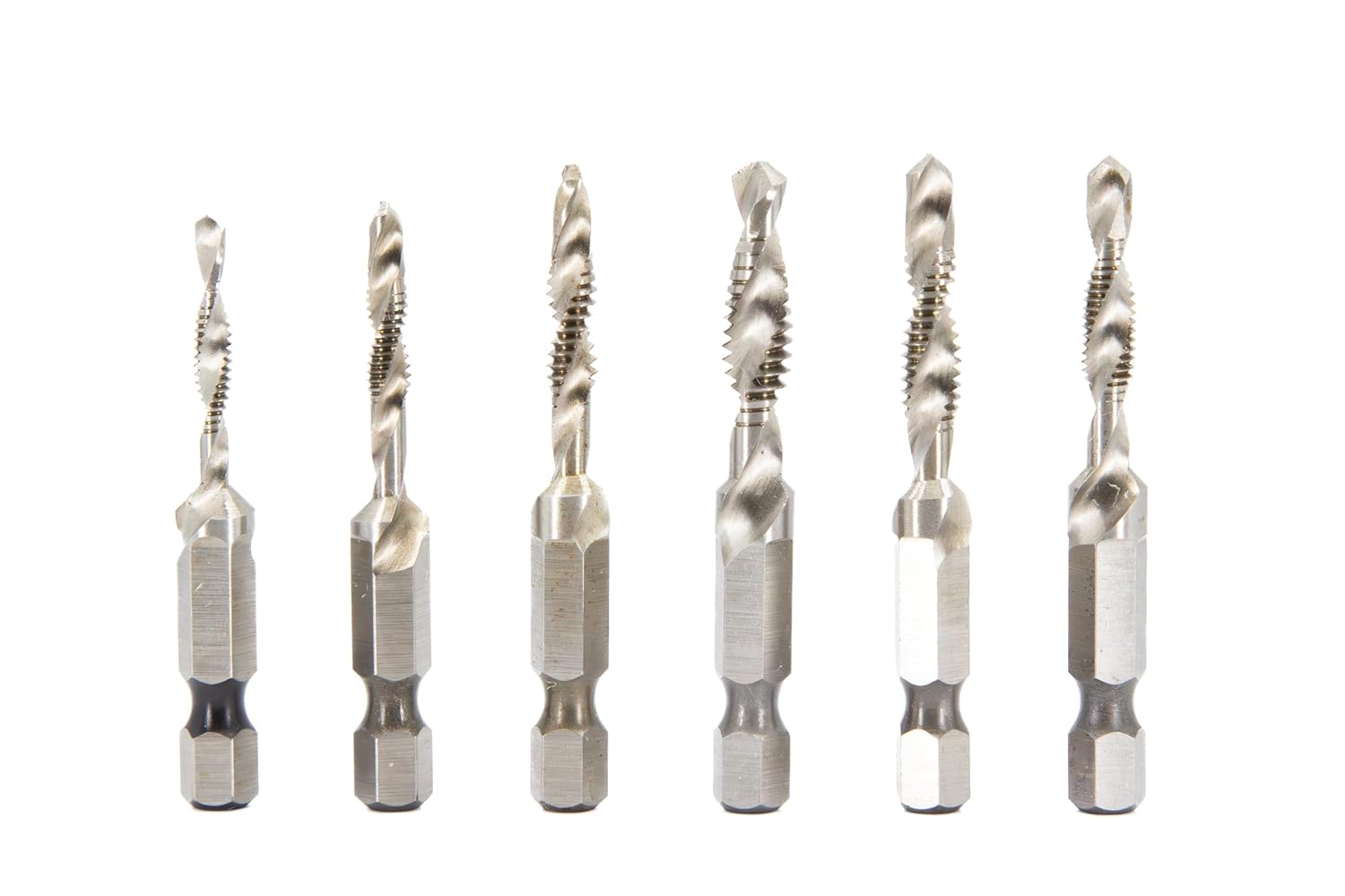 Drill America 6 Piece Metric Combined Drill Tap and Countersink Set with 1/4" Quick Change Hex Shank