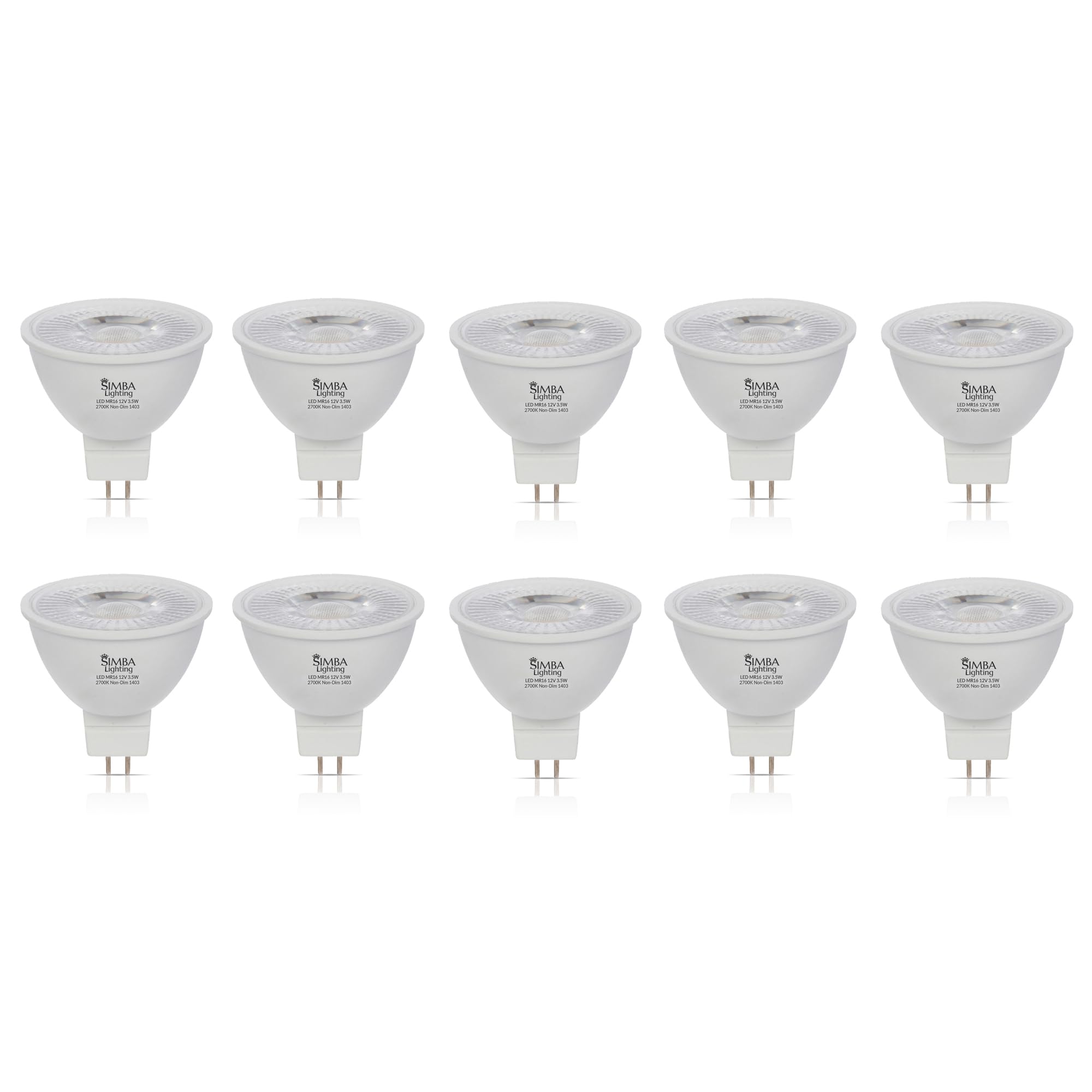 Cheetah Trading Post Simba Lighting LED MR16 3.5W 12V Light Bulb GU5.3 Bipin Base 2700K, 10 Pack