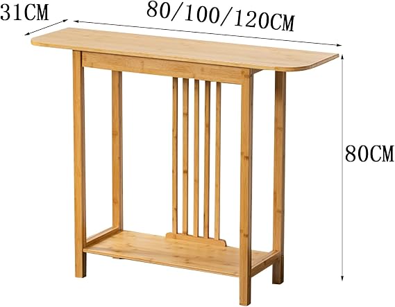 Elongated counter table, 2-layer wooden console table, decorative entrance table along the wall, home flower shop kitchen sofa table, square storage side table, can be used in a variety of spaces