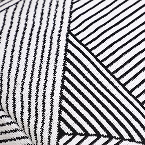 Suchdeco Unstuffed Pouf Cover Handwoven, Square Ottoman Pouf Cotton Linen, Pouffe Ottoman Cover With Zebra Stripes Storage Bean Bag Footrest/Cushion For Bedroom Living Room #TOP1