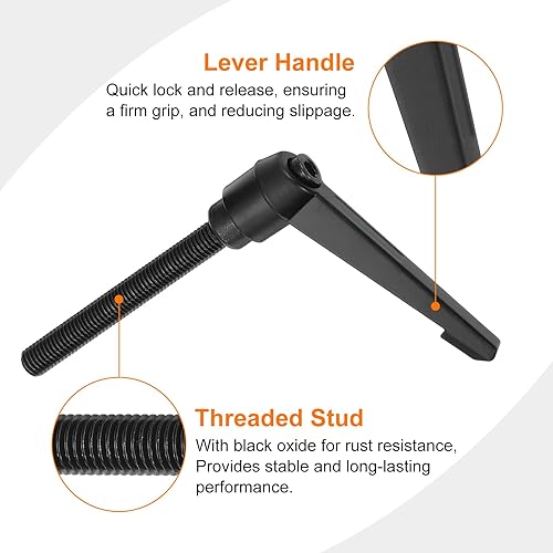 Miniatura 100 de uxcell Perillas ajustables M8 x 3.150 in, rosca macho, botón de trinquete, bloqueo rápido, perno giratorio para maquinaria de torno, color negro