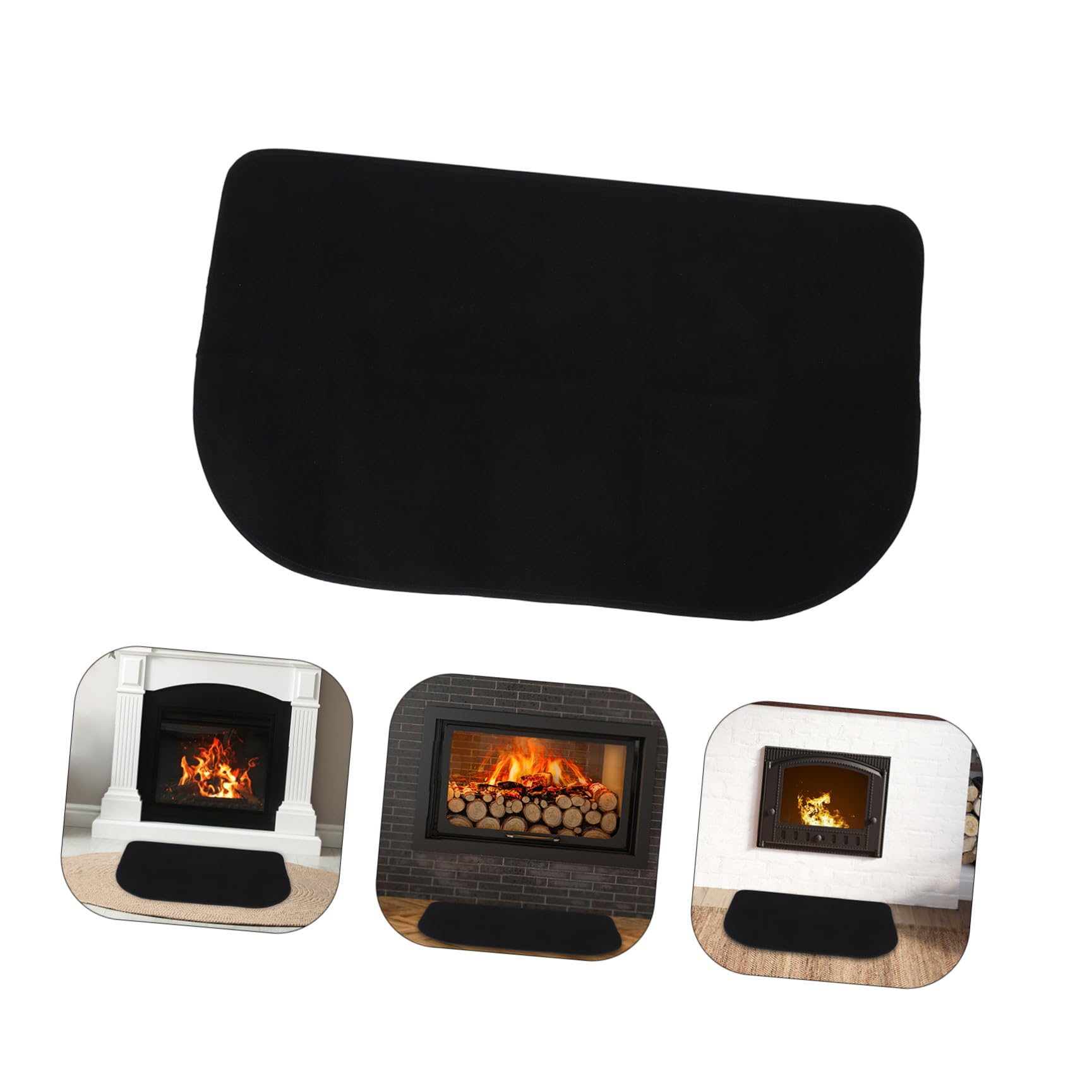 Tappeto Ignifugo per Caminetto a Mezza Luna in Poliestere e Pvc, Resistente All'usura e Facile da Pulire, Protezione per Pavimenti Interni Invernali Moderna