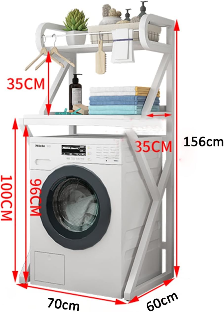 Bathroom Storage Shelves,Washer Storage Frames Floor Standing for Over Toilet,2-Layer Drum Type Washinghine Shelf,Steel-Multi-Purpose Washinghine Shelf Bathroom Storage/Black/B