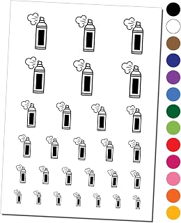 Aerosol Can Spray Paint Hair Spray Temporary Tattoo Water Resistant Fake Body Art Set Collection - Red (One Sheet)