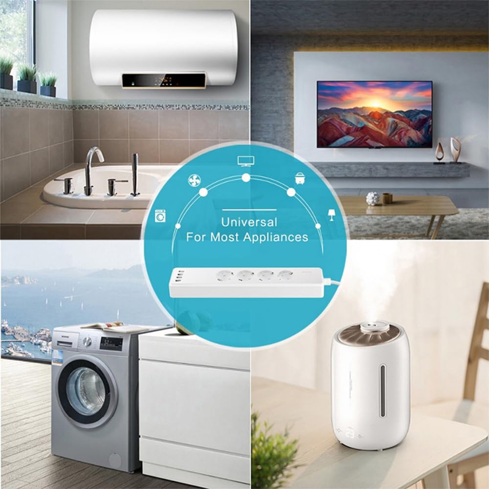 Jemora Multiprise Wi-Fi intelligente 16 A avec 4 prises de protection contre les surtensions et 4 ports USB Prises intelligentes multi-ports Télécommande Wi-Fi avec fonction de synchronisation Compati