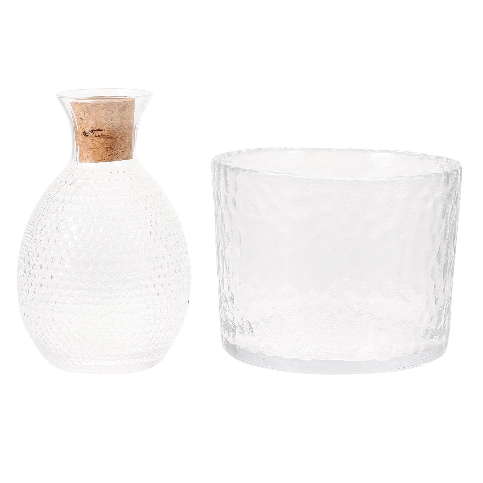 Juego de sake de vidrio estilo japonés para bar y botella con tapón de madera de diseño