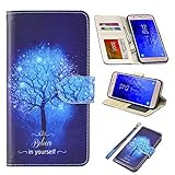 UrSpeedtekLive Samsung Galaxy J7 2018 Case, Galaxy J7 Refine/J7 Aero/J7 Aura/J7 Top/J7 Eon/J7 Star Premium PU Leather Wristlet Flip Wallet Case Cover w/Card Slots & Stand,Believe in Yourself