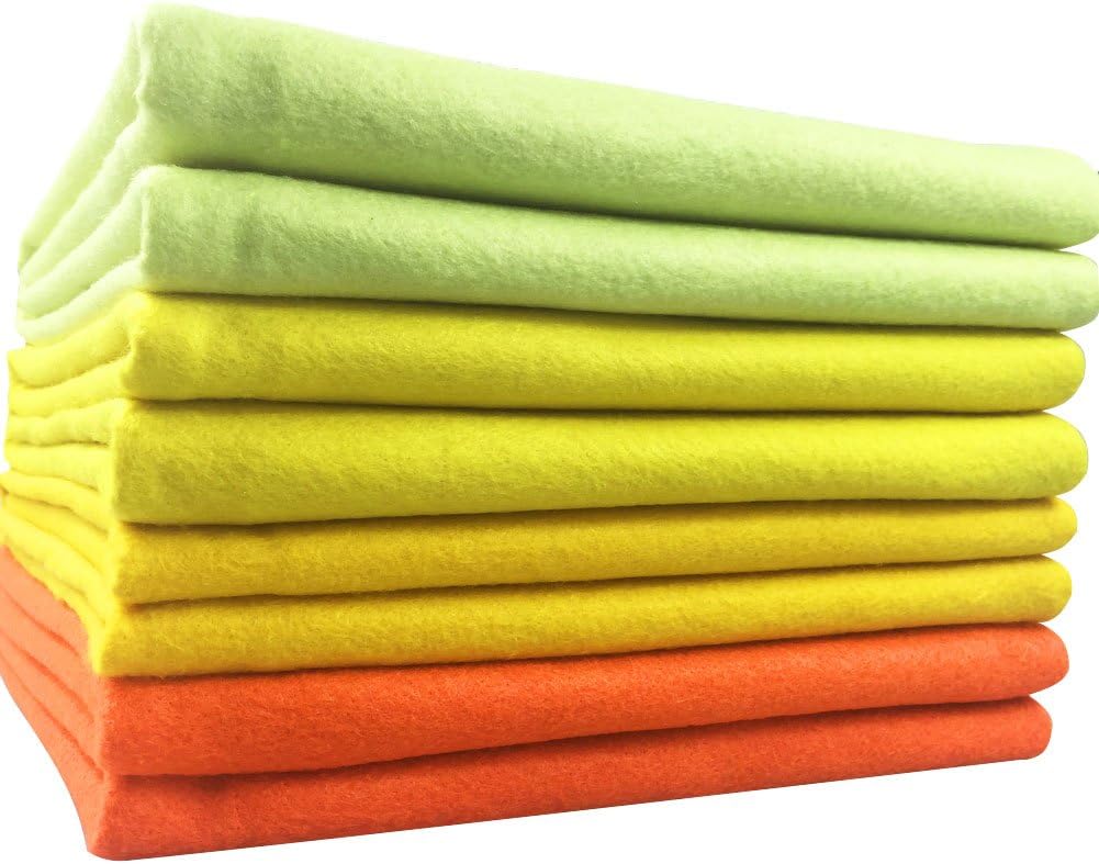4pcs Thick 1.4mm Soft Felt Fabric Sheet Assorted Color Felt Pack DIY Craft Sewing Squares Nonwoven Patchwork (92x90cm Yellow)