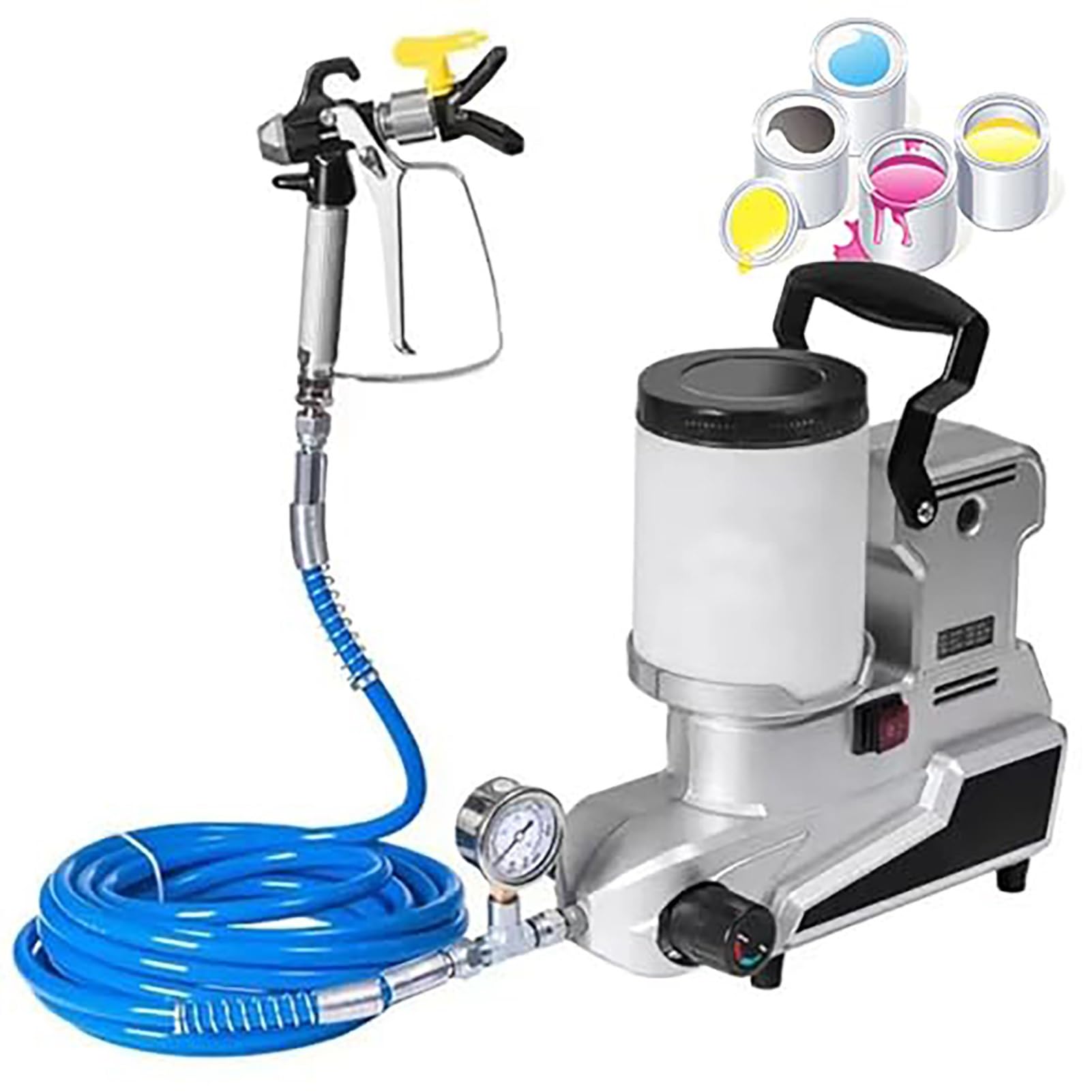 Pulverizador De Pintura Sin Aire De 2 L con Manguera De 5 M,Herramientas De Pintura A Alta PresióN, Capacidad De 2 L Y Manguera De 5 M, Paredes Y Techos