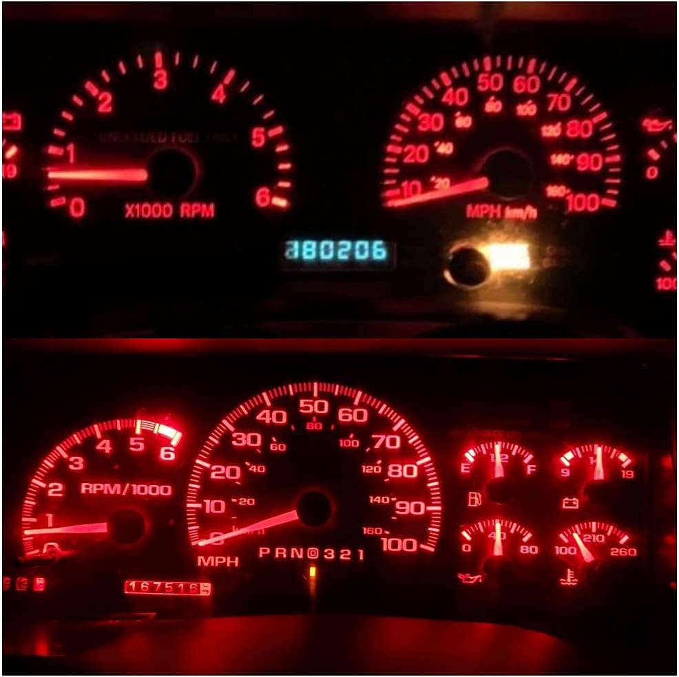 AUXLIGHT 20 Piece T5 LED Bulbs Dashboard Lights 3030 Chipsets 74 37 27 17 2721 Replacements for Interior Dome Door Instrument Panel Cluster Light, Brilliant Red