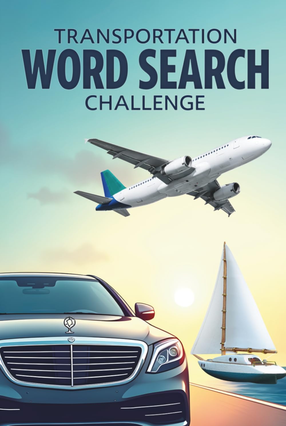 Transportation Word Search Challenge: 50 Advanced Word Searches Featuring Land, Air, and Sea Vehicles for Ages 8+ plus 10 Bonus Coloring Pages!