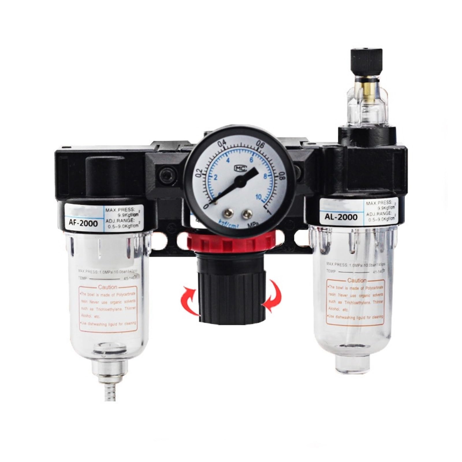 AC2000-2.25 pulgadas regulador de presión medidor compresor de aire filtro separador de humedad aceite para deshumidificador de agua (accesorios de 8 mm)