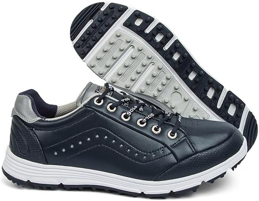 UCUZMI Men Golf Trainers, Lightweight Golfing Shoes Fashion Spikless Athletic Sneakers Outdoor Waterproof Golf Fitness Sport Shoes