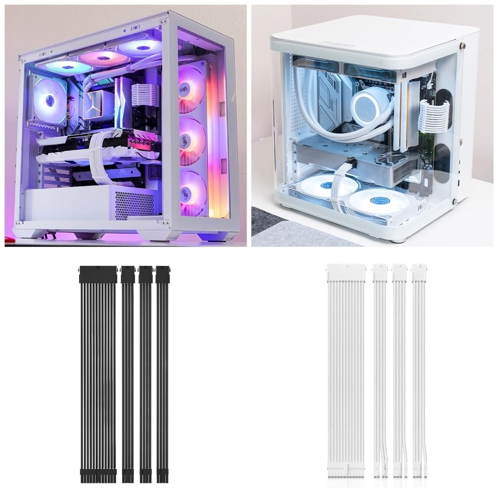 Juego de extensión de cable de alimentación de 18 AWG para PC, incluye CPU de 1 x 24 pines, 1 x 8 pines, cables PCIE de 2 x 8 pines con peines, opción de color de 30 cm
