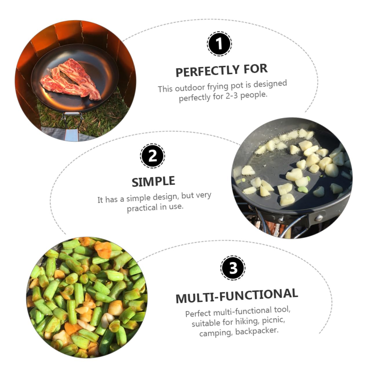 BESPORTBLE Cooking Pan Large Base 22cm Outdoor Frying Pot Cooker Multi-functional Camping Utensil Non-stick Cooking Pot for Hiking