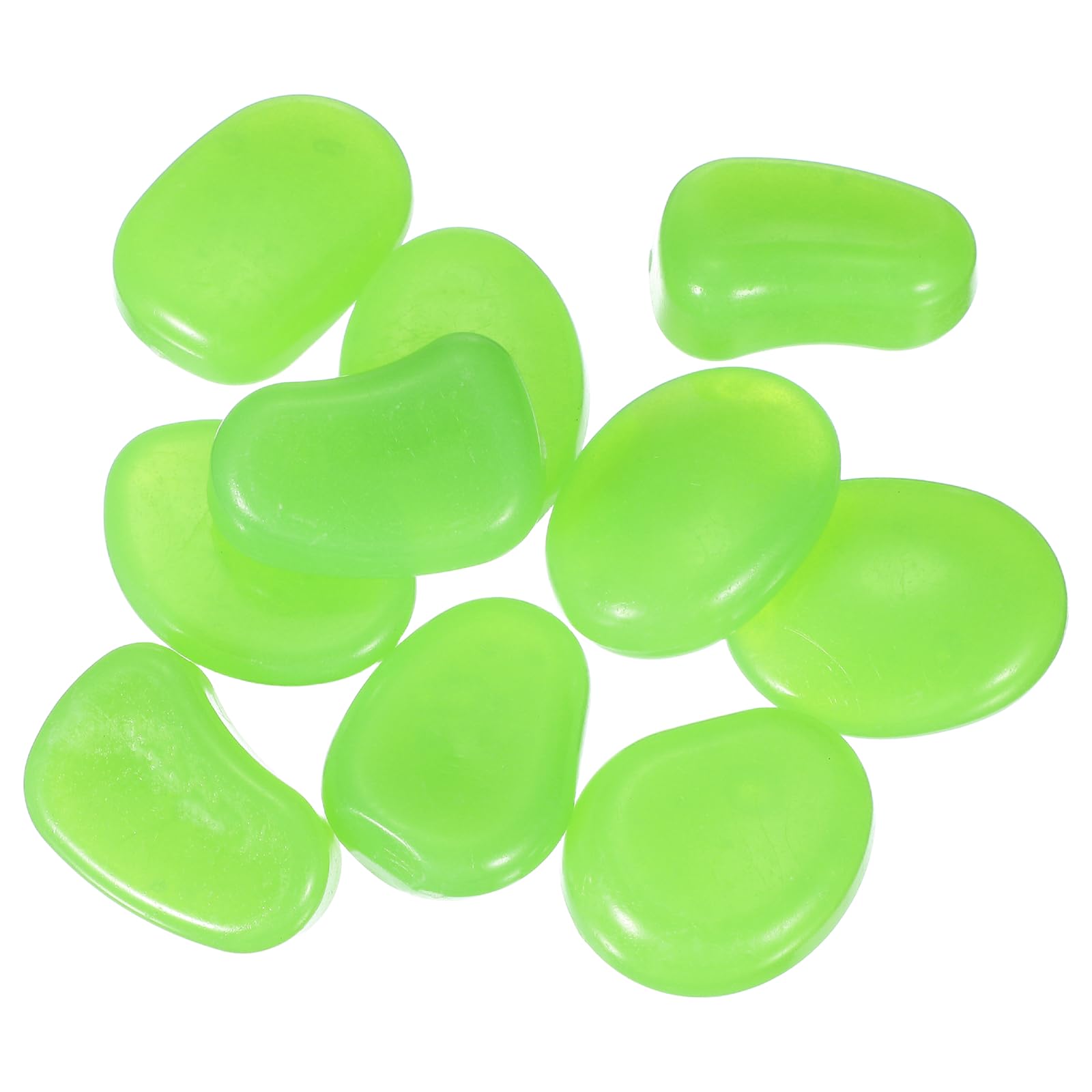 YELARXI Large Glow in the Dark Stones, Luminous Pebbles Stones Glowing Rocks Decorative Light Up Pebbles Fitting for (Fish Tank/Outdoor Garden Decor/Yard/Walkway) 10 Pcs & Green