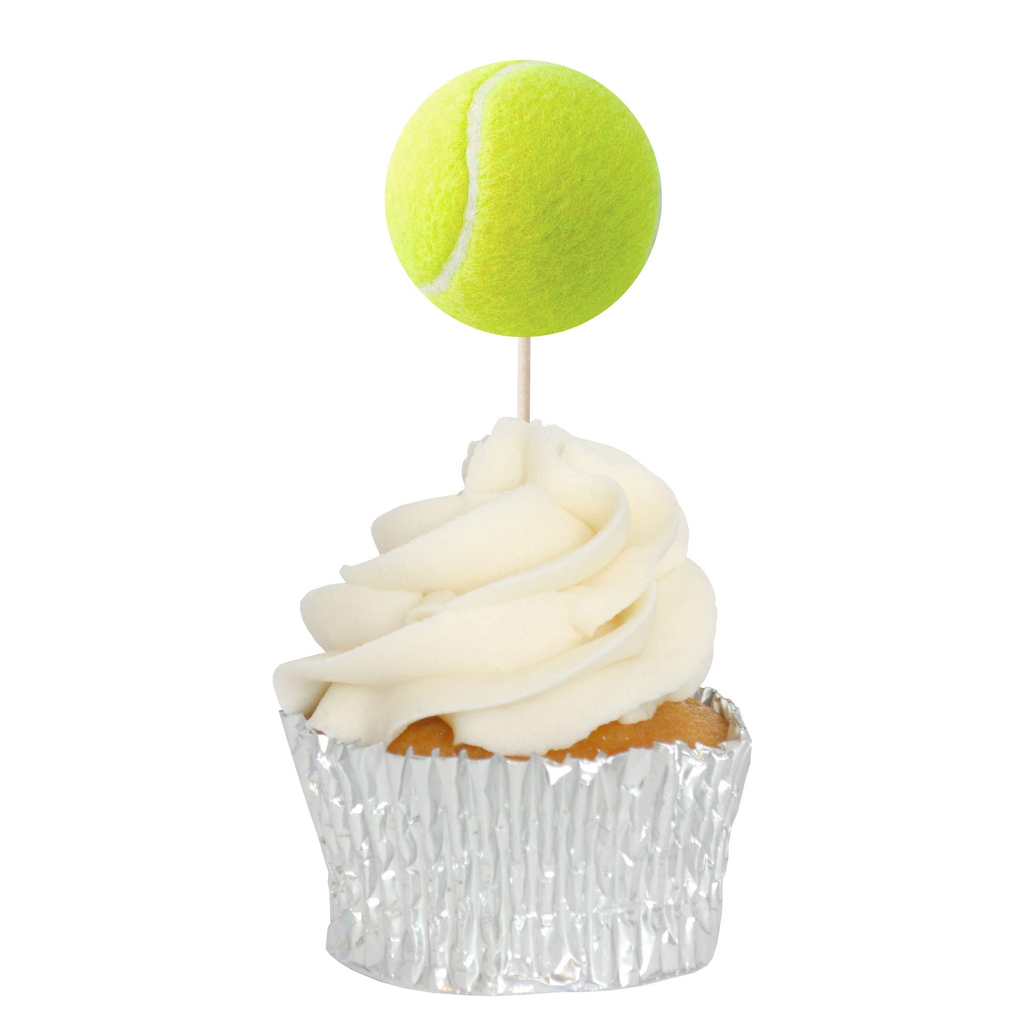 Tennis Ball Cupcake Toppers - 12pk - Decoration Picks