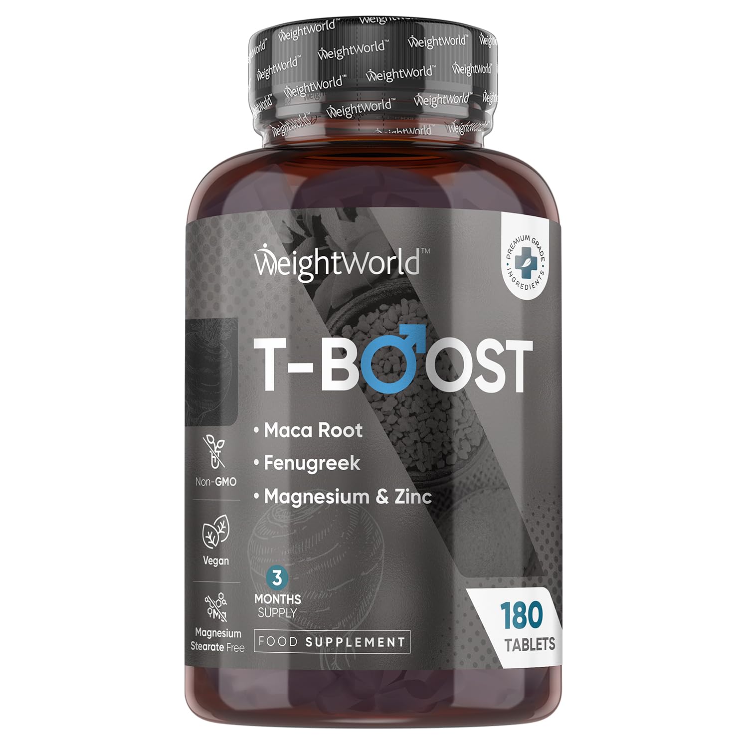 Testosterone Supplements for Men - 180 Vegan Tablets (3 Months Supply) - 12 Well-Known Ingredients Like Maca, Fenugreek, Zinc, Magnesium, Vitamin D, D-Aspartic & Selenium - Test Boosters for Men