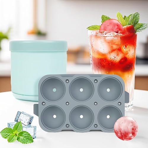 Miniatura 7 de Moldes de silicona prémium para cubitos de hielo, formas esféricas y cilíndricas, juego de 4 piezas para whisky, vino y cócteles