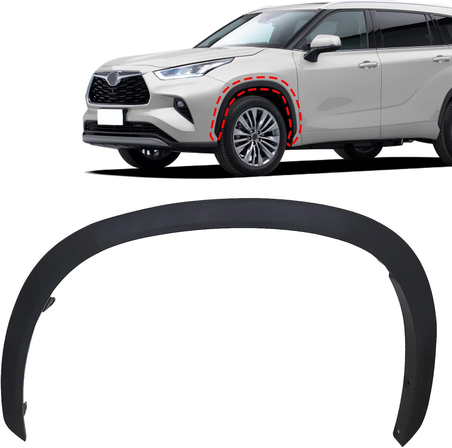 SecosAutoparts Front Driver Side, Fender Molding Trim, Fit for Toyota Highlander 2020-2023 2.5L/3.5L, Replace# 75086-0E040 TO1290121, Front Side Fender Wheel Arch Opening Molding Trim