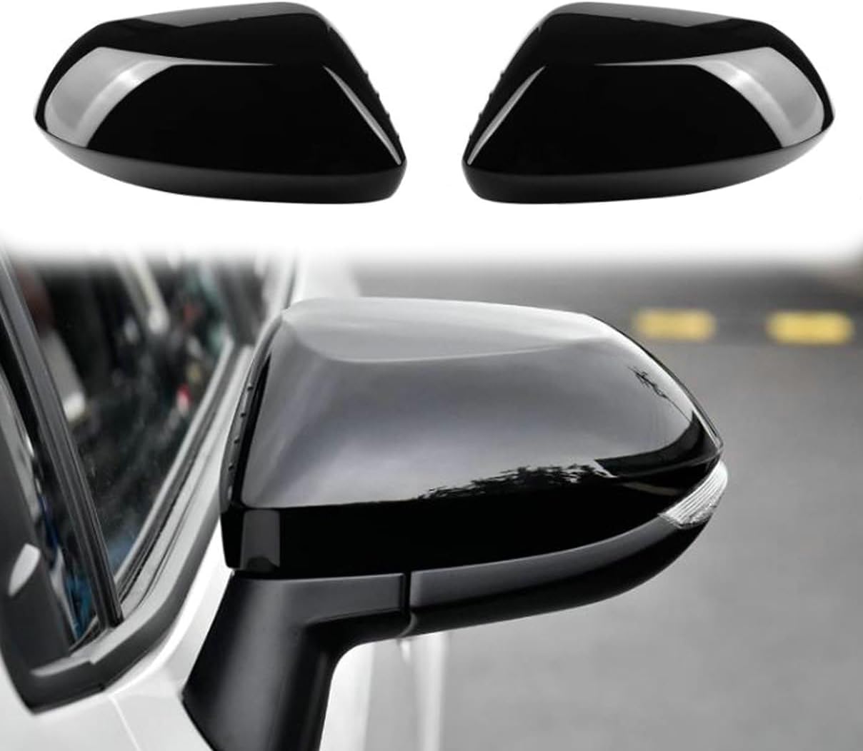 2pcs Compatible with Toyota Corolla 2019 2020 2021 2022 2023 2024 Side Door Rearview Mirror Cover Trim Glossy black Cap Carbon Fiber Style Accessories (Glossy black)