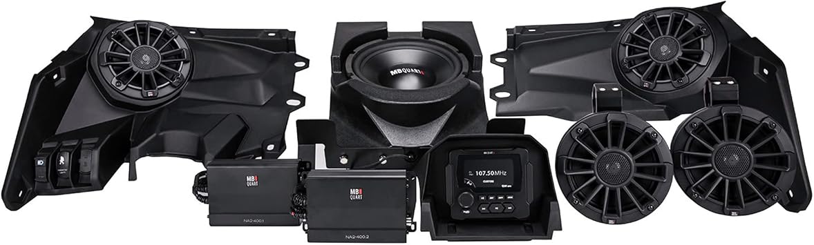 MB Quart 800 Watt Stage 5 Can Am Maverick X3 2017-2025 Tuned, Complete Audio Car Speakers Sound System Utility Terrain Vehicles, Off Road, Black