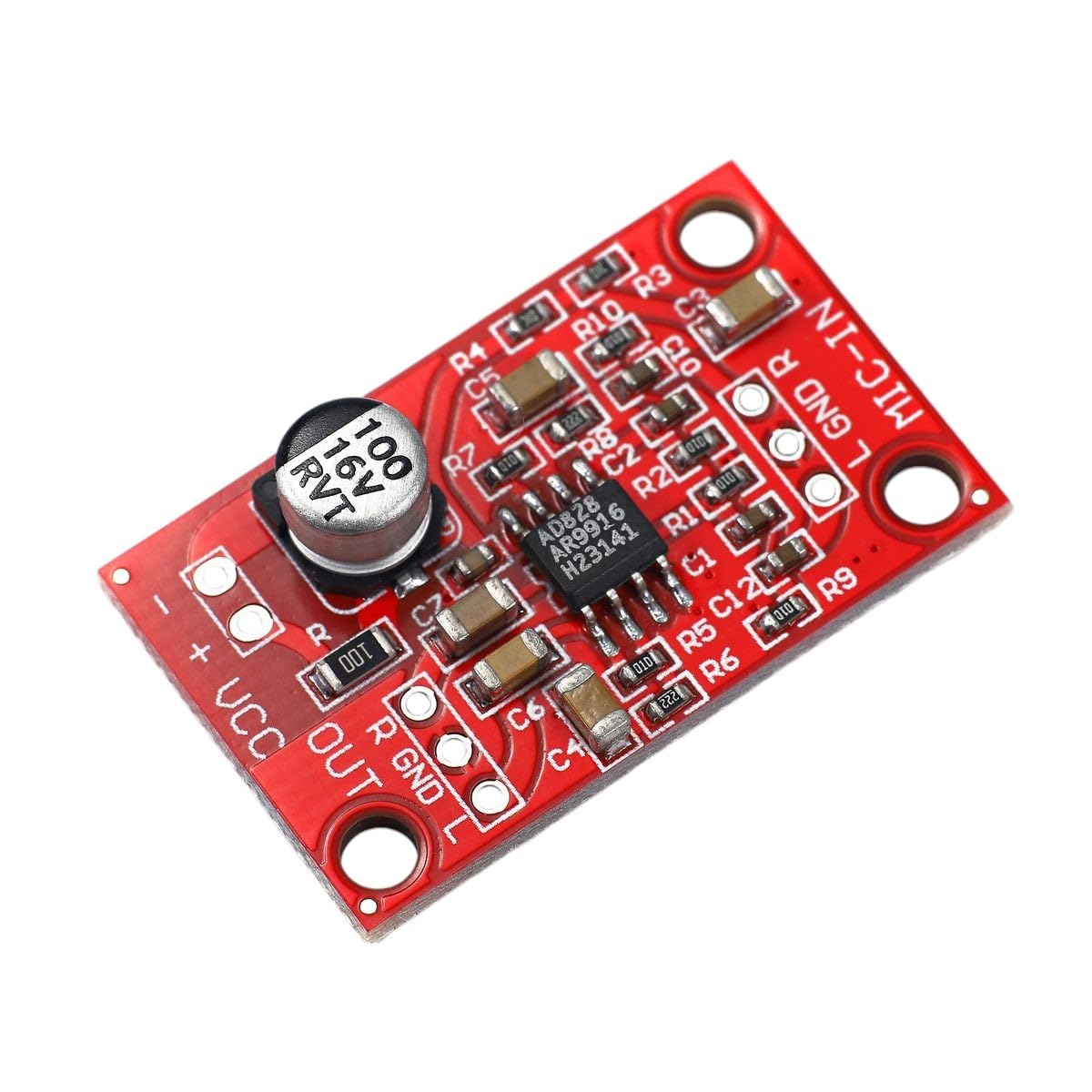 AD828 Stereo Dynamic Microphone Preamplifier Board MIC Preamp Module DC 3.8V-15V
