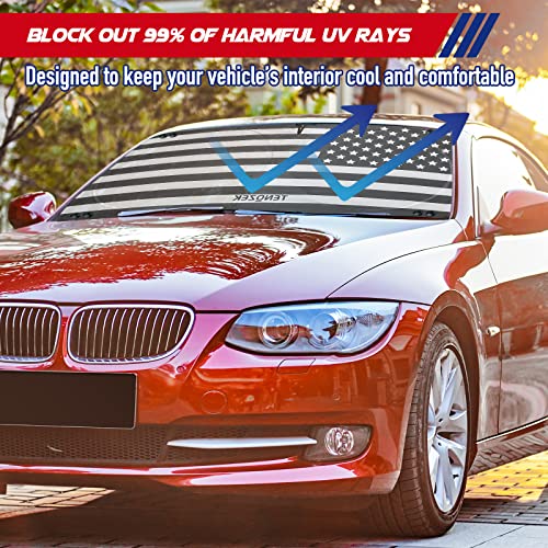 Windshield Sun Shade American Flag Car Sun Shade Windshield Foldable 240T Material Sun Visor For Car For Most Sedans Suv Truck Front Window Sun Shade Visor Shield Cover For Blocks Max Uv Rays #TOP5
