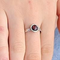 Vista 26 de Anillo de plata de ley con piedras preciosas para mujer, anillo apilable de piedra martillada, anillo de piedra natal