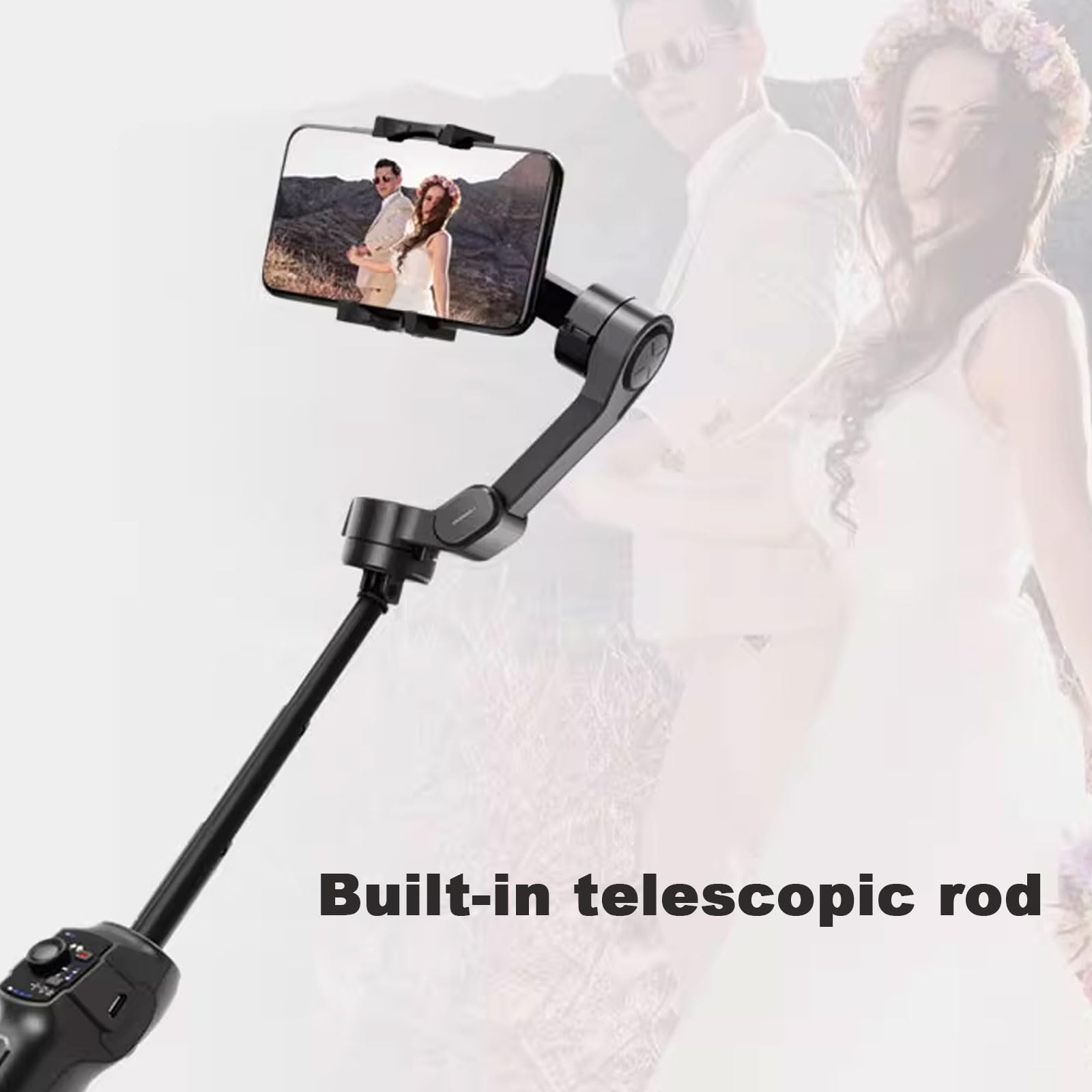 Stabilizator do smartfona, 3-osiowy uchwyt na telefon z wbudowanym przedłużaczem, śledzenie obiektów, przenośny i składany, stabilizator telefonu do nagrywania wideo, YouTube TikTok (wersja Fill
