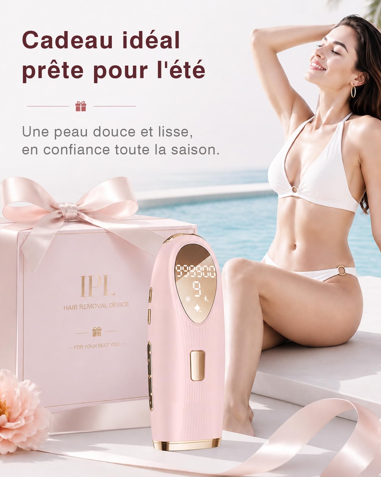 Épilateur Lumière Pulsée IPL avec Refroidissement, Épilateur Laser pour Femme et Homme, 9 Niveaux d’Énergie, 999900 Flashs, Épilation Laser à Domicile pour Aisselles, Maillot et Corps, ck1124