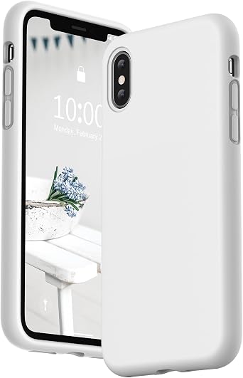 SURPHY Designed for iPhone Xs Case and for iPhone X Case with Microfiber Lining, Thickened Liquid Silicone Phone Case for iPhone X XS 5.8 inches, White