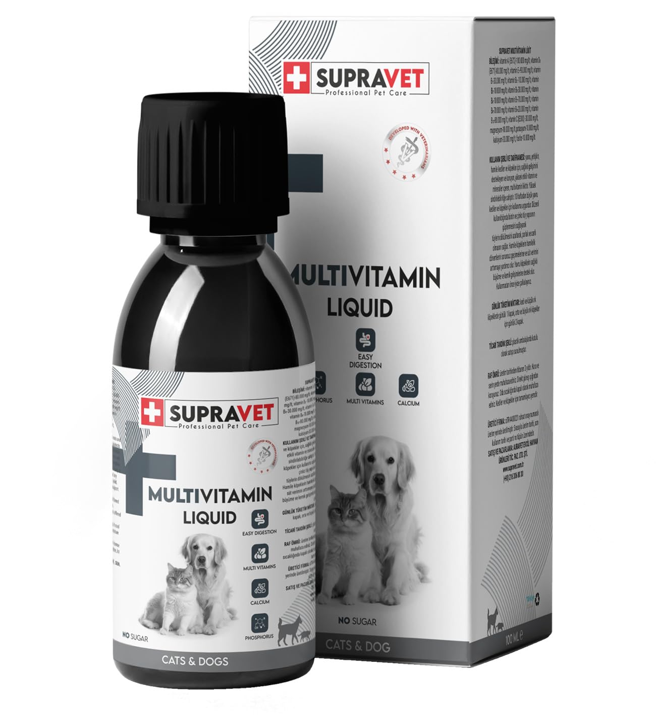 Kedi ve Köpekler için Multivitamin Sıvı Damla, 100 ML