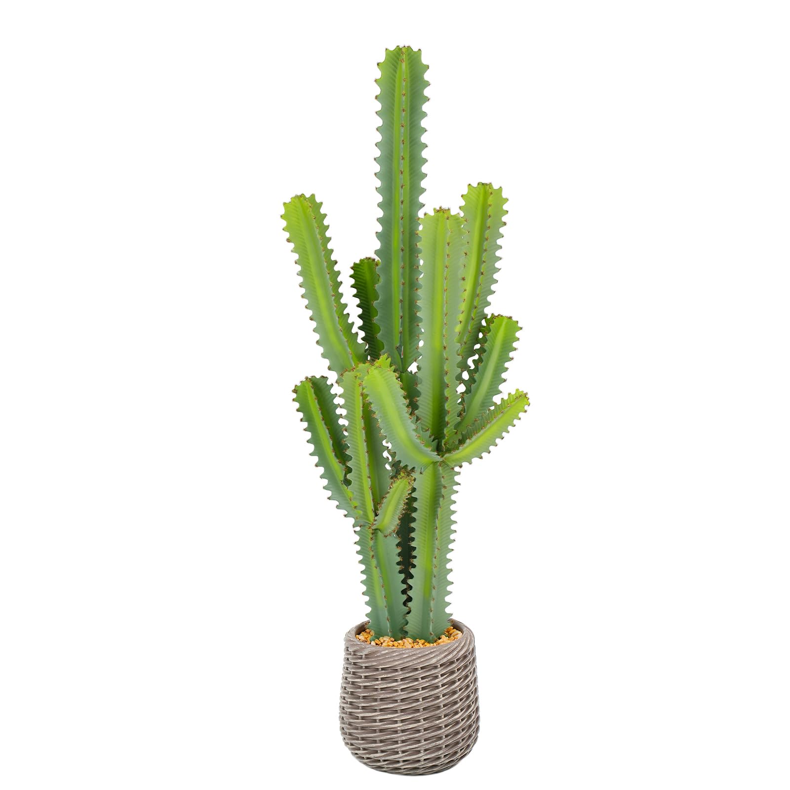Artificial Cactus Plants, 4ft Tall UV-Resistant Fake Desert Cacti Plant in Brown Pot, Faux Floor Plants for Home Office Hotel Patio Balcony or Garden Indoor Outdoor Decor