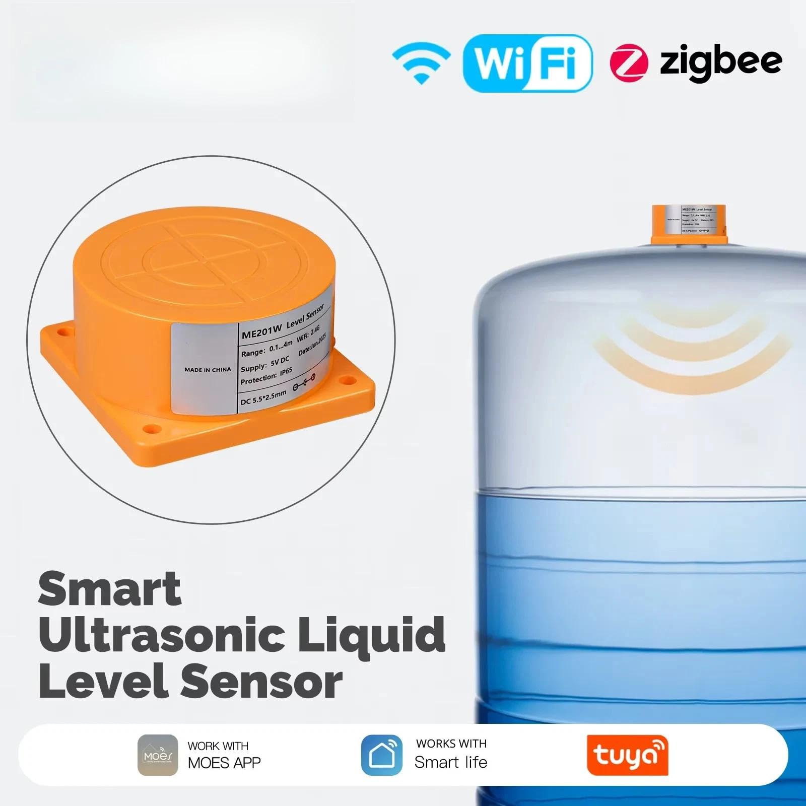 Sensor Inteligente De Nivel De Agua, Monitor De Tanque De Agua/aceite Con Indicador De Alarma Automático, Transductor De Medidor Para Control Remoto Mediante La Aplicación Móvil Tuya Smart Life, WiFi