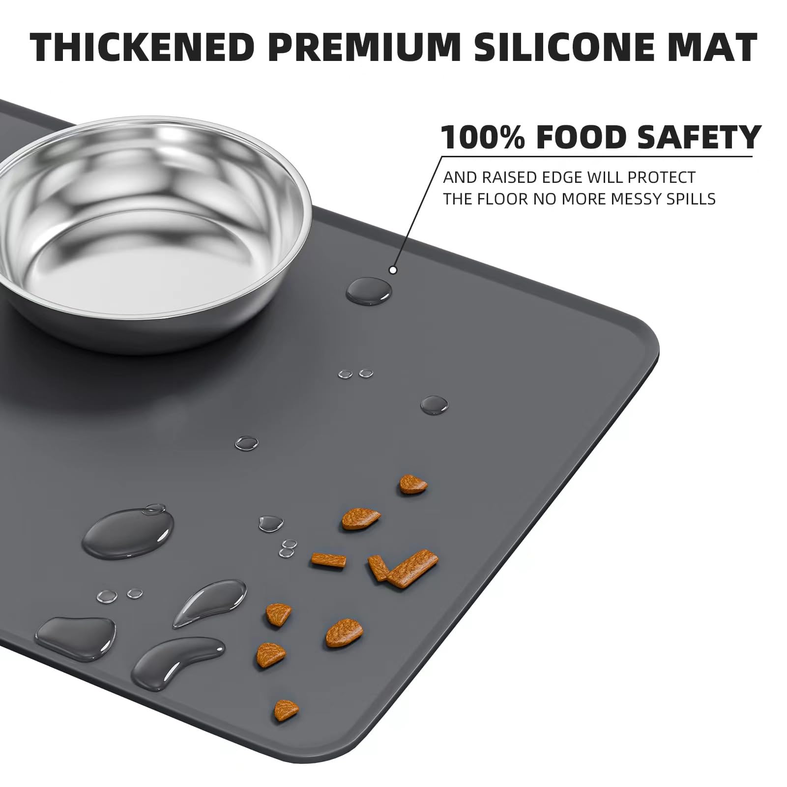 Ciotole rialzate per gatti adatte ai baffi, ciotole per cibo per gatti con tappetino in silicone, supporto inclinato a 15°, anti-vomito, per cibo e acqua, 2 ciotole in acciaio inox per gatti e