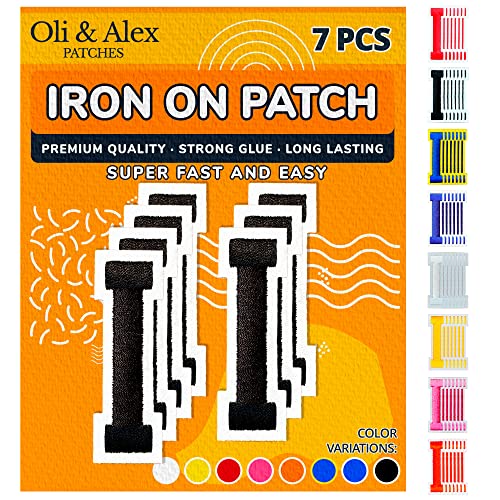 Oli and Alex Iron On Letters 2.4 inch - 7 pcs of I Black Patches Letters for Clothing - Super Glue - No sew Needed - Embroidery Alphabet Football Team School University - Black, I